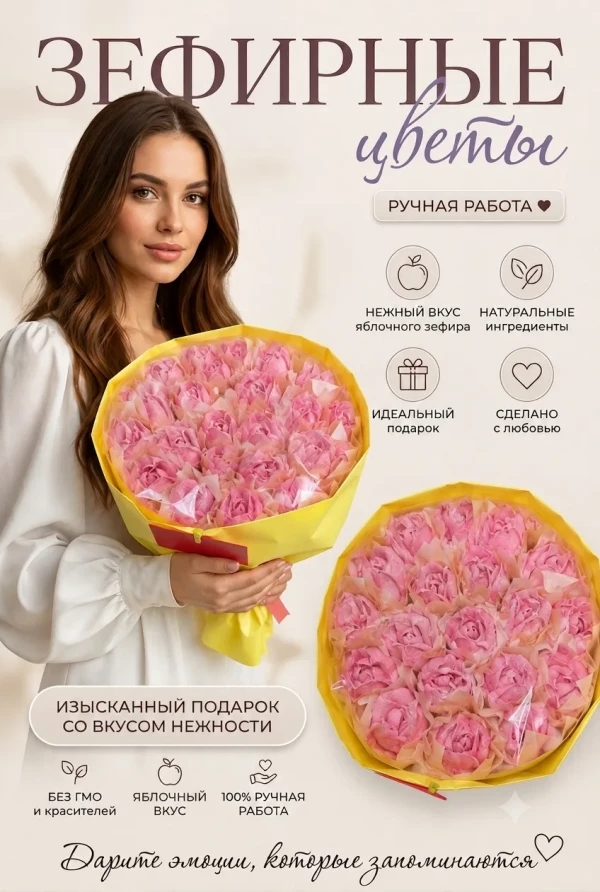 №1 Букет Зефирный Размер XL розовый,350г во Владивостоке